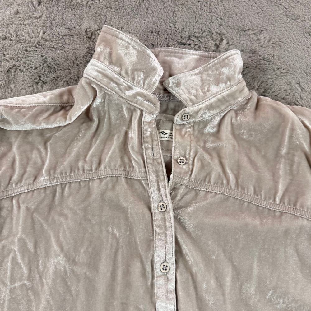 We The Free Cottagecore Champagne Oversized Night Skies Velvet Shirt Boho Y2K M - Picture 11 of 12